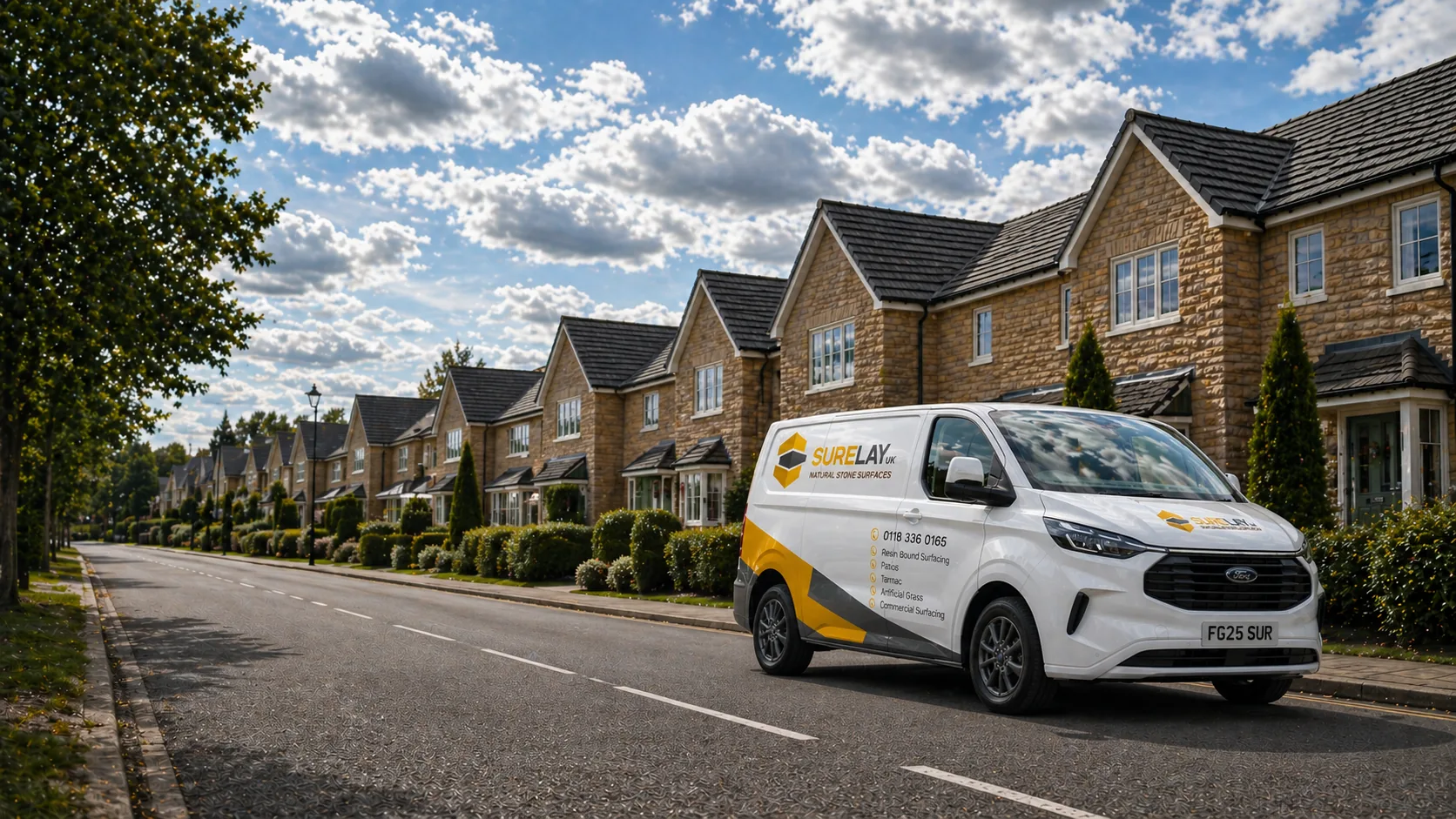 SureLay UK branded van on a residential driveway project